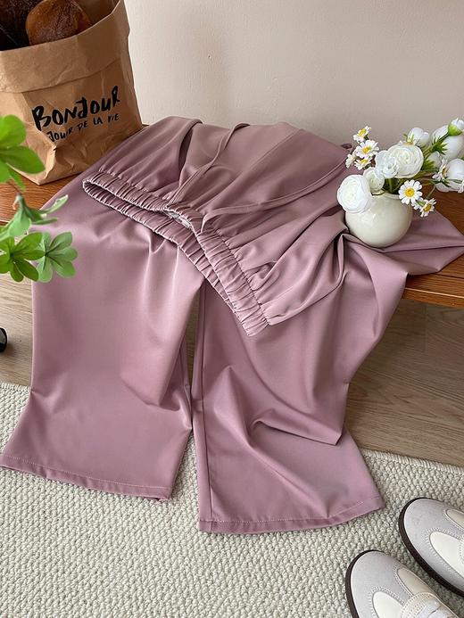 【复古高级感醋酸天丝缎面阔腿裤】春夏冰丝垂感宽松直筒拖地休闲裤 商品图6