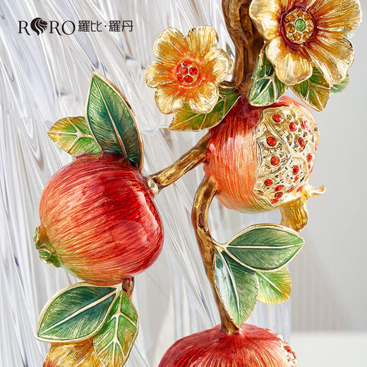 罗比罗丹喜乐多福花瓶珐琅彩工艺石榴花摆件可养真花乔迁礼物 商品图6