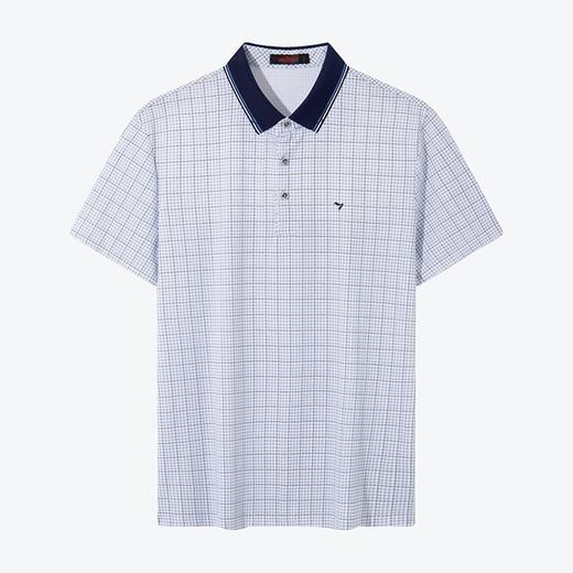 【不变形领】柒牌polo衫男短袖2024夏季新款中老年爸爸装千鸟格满印翻领T恤衫	126T73370 商品图4