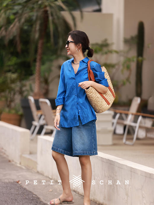 PETIT SCHAN小闪 CLO#503 Sea breeze Elves 海风中的精灵 莱赛尔天丝通透感薄款度假防晒衬衫/吊带 商品图6