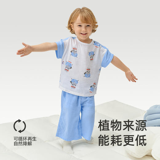 英氏儿童家居服套装男女童短袖上衣长裤睡衣两件套家居服 商品图3