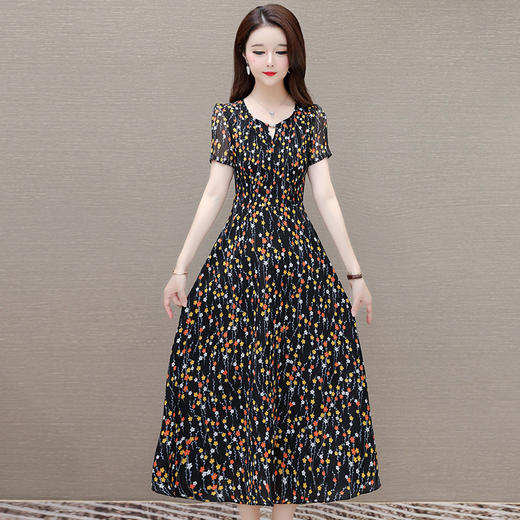 时尚气质，碎花连衣裙QYM-KED-6458A -Y 商品图1