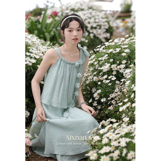 鹿向南「薄荷汽水」法式气质时尚套装新款女装夏季显瘦裙子L37508 商品图4