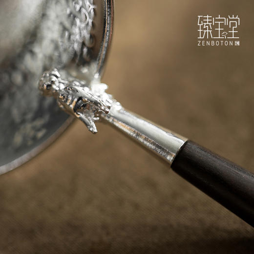臻宝堂999纯银茶漏纯手工茶叶过滤网茶器银龙黑檀把柄茶滤功夫茶具配件 银龙茶漏(檀木把) 商品图1