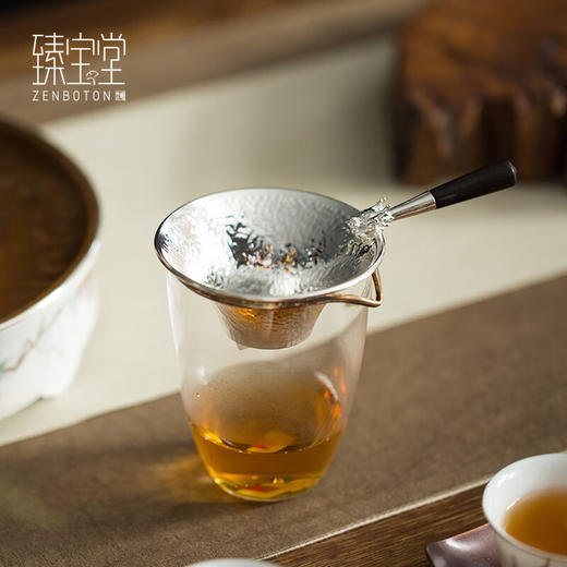 臻宝堂999纯银茶漏纯手工茶叶过滤网茶器银龙黑檀把柄茶滤功夫茶具配件 银龙茶漏(檀木把) 商品图4