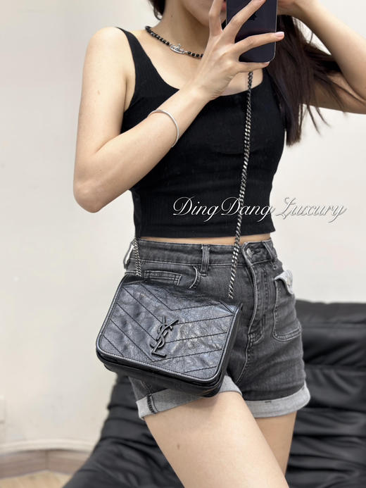 YSL niki 油蜡牛皮 黑色 mini 链条包 商品图1