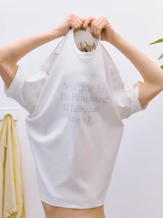 EviStub/E-4XDX80/280G海岛全棉复古水浆文字街头印花短袖T恤 商品图4