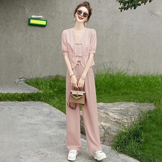 新中式国风职业套装，气质小香风时髦阔腿裤盘扣两件套HR-YRX88879 商品图2
