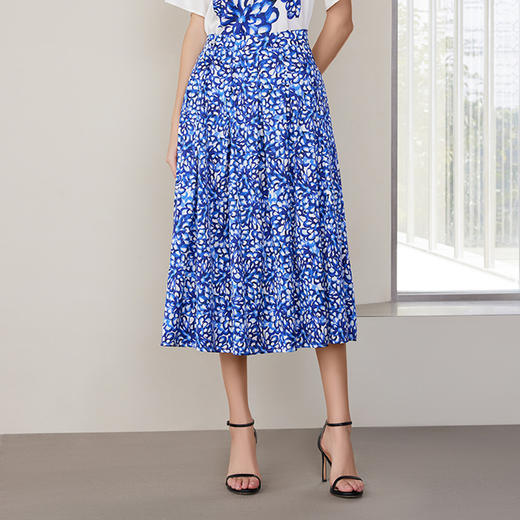 【桑蚕丝印花半裙】24年春夏新品女士中长款印花真丝半裙时尚包臀A字裙 商品图0