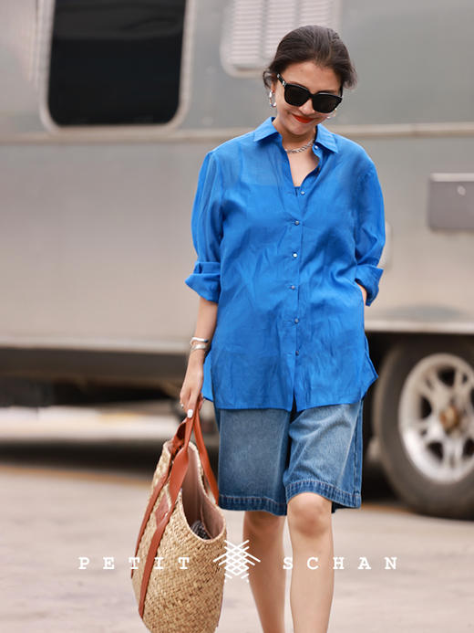 PETIT SCHAN小闪 CLO#503 Sea breeze Elves 海风中的精灵 莱赛尔天丝通透感薄款度假防晒衬衫/吊带 商品图2