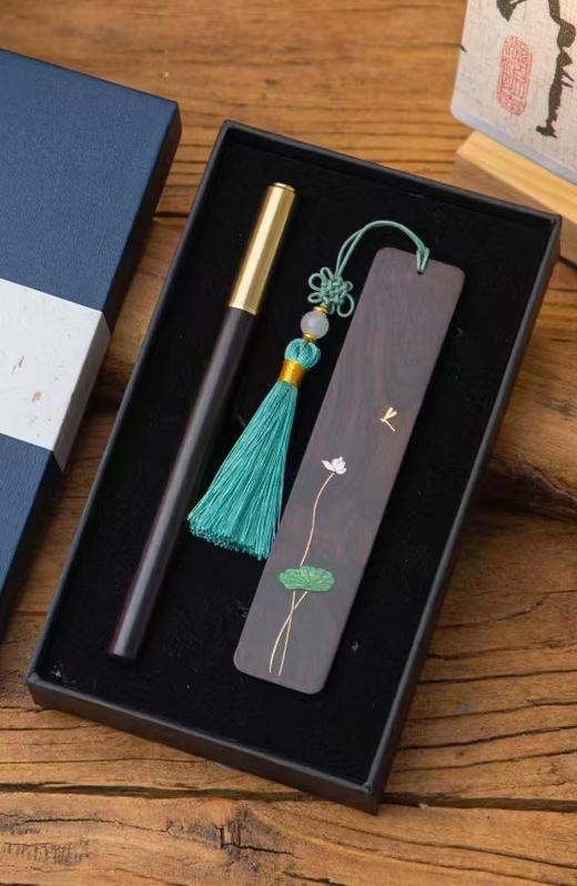 荷韵书签+笔套装 商品图0