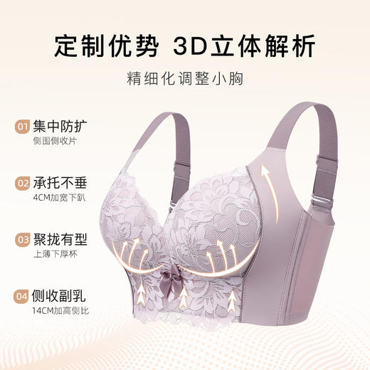 小胸聚拢性感显大调整型文胸女加宽侧比收副乳无钢圈美背文胸罩片片繁星 商品图1