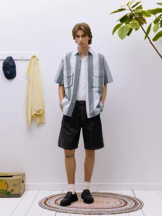 EviStub/E-4XDK225/复古可拆卸腰带水洗牛仔短裤 商品图2