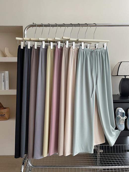 【复古高级感醋酸天丝缎面阔腿裤】春夏冰丝垂感宽松直筒拖地休闲裤 商品图2