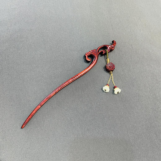 竹节/荷花/如意/梅花/银杏°精雕犀角紫檀发簪吊坠款 商品图3