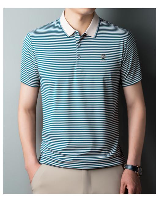 💕【华伦天奴valentino orlandi】清爽格调男士气质条纹翻领POLO短袖629款：🌞1、面料光滑丰富柔软吸湿 透气散热 舒爽肌肤不黏腻舒适H版型 🔥 商品图1