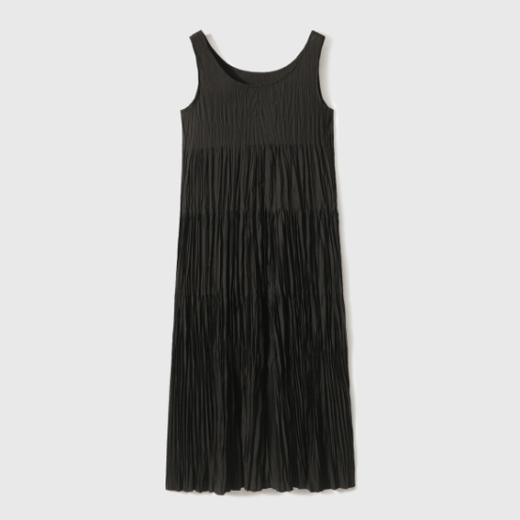 ✔️【全国包邮】 度假风褶皱背心连衣裙：✔宽松版型+无袖设计|巧妙遮副乳|藏肉显瘦🌿 ✔微肌理感面料|流动褶皱线条|实穿不平庸🔺 商品图3