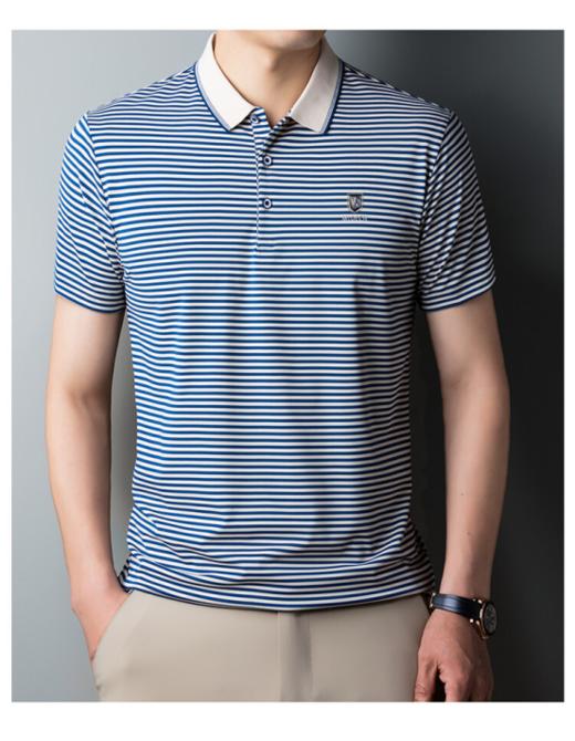 💕【华伦天奴valentino orlandi】清爽格调男士气质条纹翻领POLO短袖629款：🌞1、面料光滑丰富柔软吸湿 透气散热 舒爽肌肤不黏腻舒适H版型 🔥 商品图0