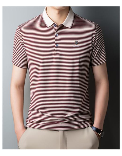 💕【华伦天奴valentino orlandi】清爽格调男士气质条纹翻领POLO短袖629款：🌞1、面料光滑丰富柔软吸湿 透气散热 舒爽肌肤不黏腻舒适H版型 🔥 商品图2