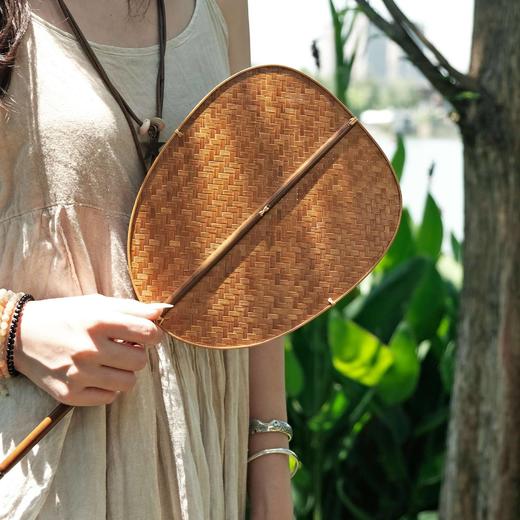大漆竹编扇 宋式把玩扇子 中式复古掌扇宋风夏季纳凉便携 商品图3