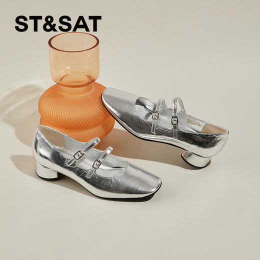 星期六时髦方头双条带粗跟玛丽珍SSC1111179 商品图0