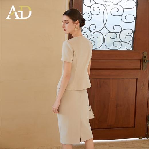 AD气质名媛范西装套装女总裁正装套裙2024夏季时尚韩版米色两件套 商品图4