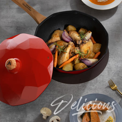 【小家电】迈卡罗MC-C30L7炒锅麦饭石色不粘锅家用炒菜锅平底深煎锅电磁炉燃气通用HF 商品图5