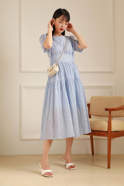 L.Fleuri 蓝色肌理感收腰连衣裙 12278 商品图3