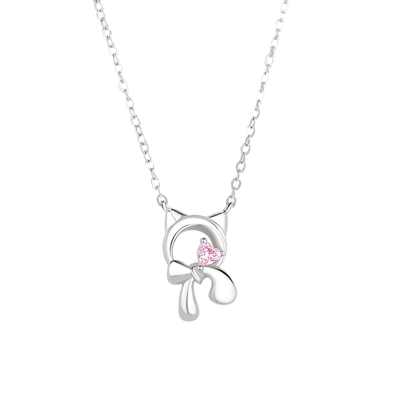 卡蒂罗/KADER 甜心小猫项链 925银萌趣小猫头可爱童话风设计可调节锁骨链 甜美少女元气款配饰 闺蜜款礼物礼盒装