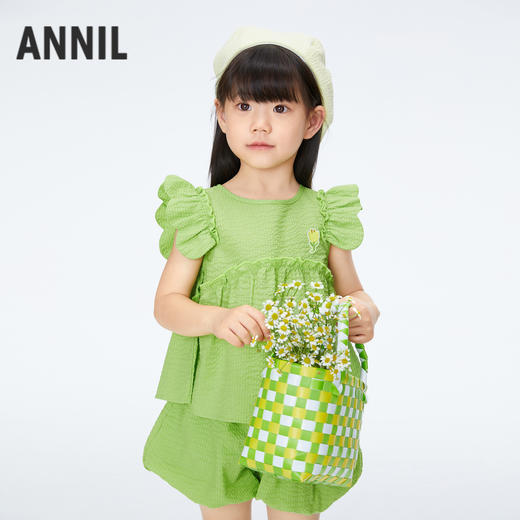 女童微宽松泡泡袖套装新款安奈儿童装实体店同款XG421732 商品图0