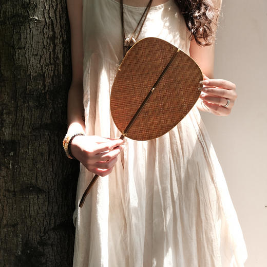 大漆竹编扇 宋式把玩扇子 中式复古掌扇宋风夏季纳凉便携 商品图4