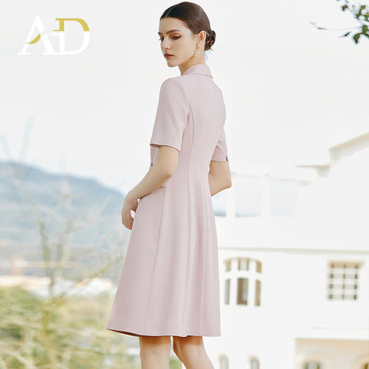 AD夏日清新粉色连衣裙女高端显白收腰西装裙播音艺考主持人上镜装 商品图5