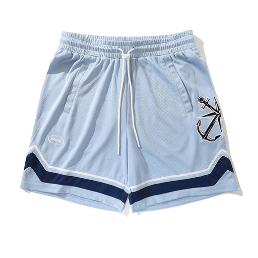 LUSHISI船锚刺绣主题美式不过膝运动短裤篮球裤跑步健身五分裤男 商品图4