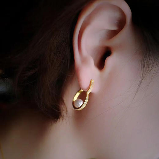 龢盒原创 古典通勤款·满钻akoya珍珠葫芦耳坠 商品图4