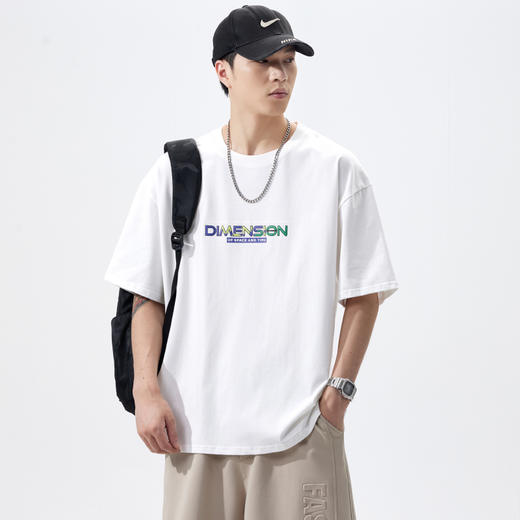 【Q】【100%纯棉】【新款DQ】大依优型大码短袖T恤圆领胸前印花加肥加大男士大号弹力透气舒适半袖夏装潮款 商品图5