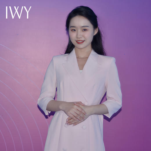 IWY/粉色播音主持人连衣裙端庄大气教师录课正装高端艺考演讲比赛Q13305 商品图2