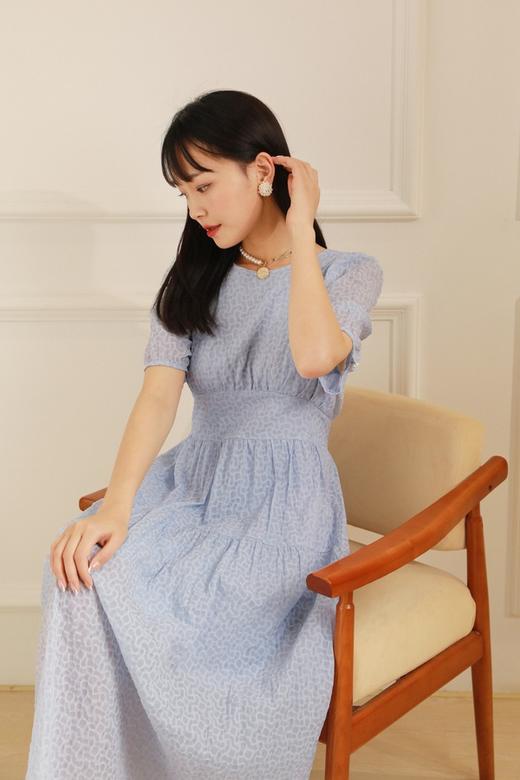L.Fleuri 蓝色肌理感收腰连衣裙 12278 商品图1