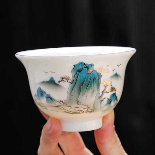 羊脂玉功夫茶具套装家用客厅轻奢中式办公室茶盘高档白瓷盖碗茶杯 商品图3