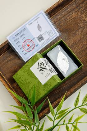非遗工艺－拾物观心足银999金鱼银叶子2片装 打制泡茶煮水