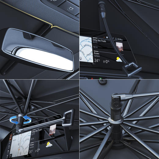 【升级弯杆不遮挡】钛金加厚隔热遮阳伞(送侧窗遮阳4片) 商品图3