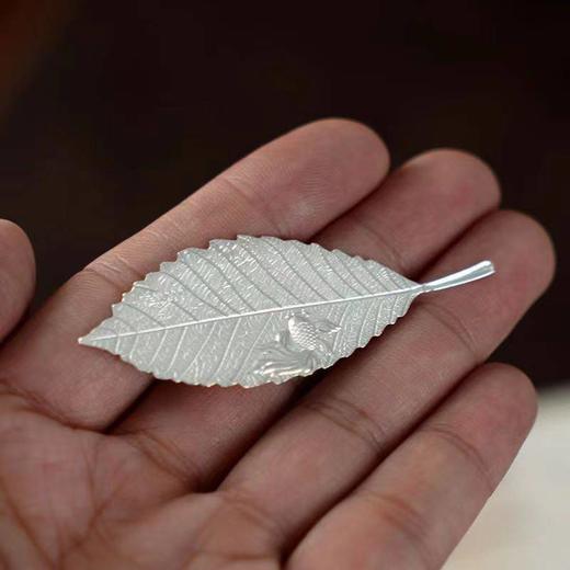 非遗工艺－拾物观心足银999金鱼银叶子2片装 打制泡茶煮水 商品图6