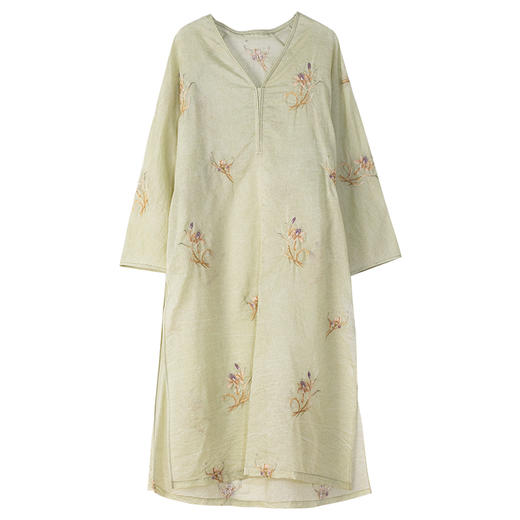 牧衣游原创 丝棉刺绣衬衫女夏新款素雅文艺宽松中长款上衣 寻墨 商品图4