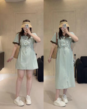 今日穿搭：时髦减龄牛仔裙，高腰收束显腿长