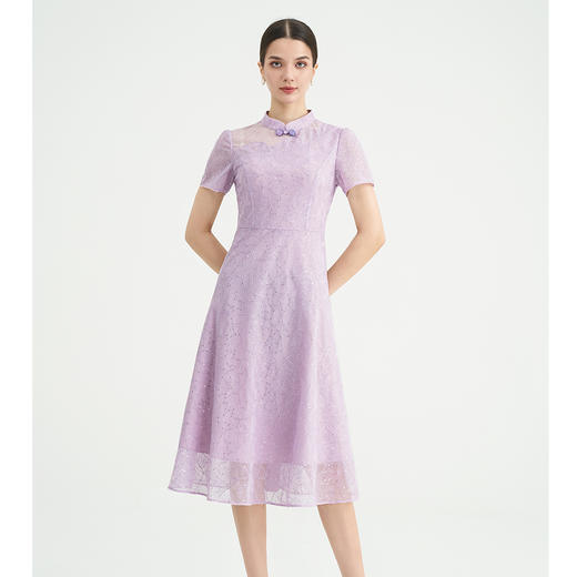 司歌刺绣国风优雅短袖连衣裙收腰显瘦A891445M 商品图1