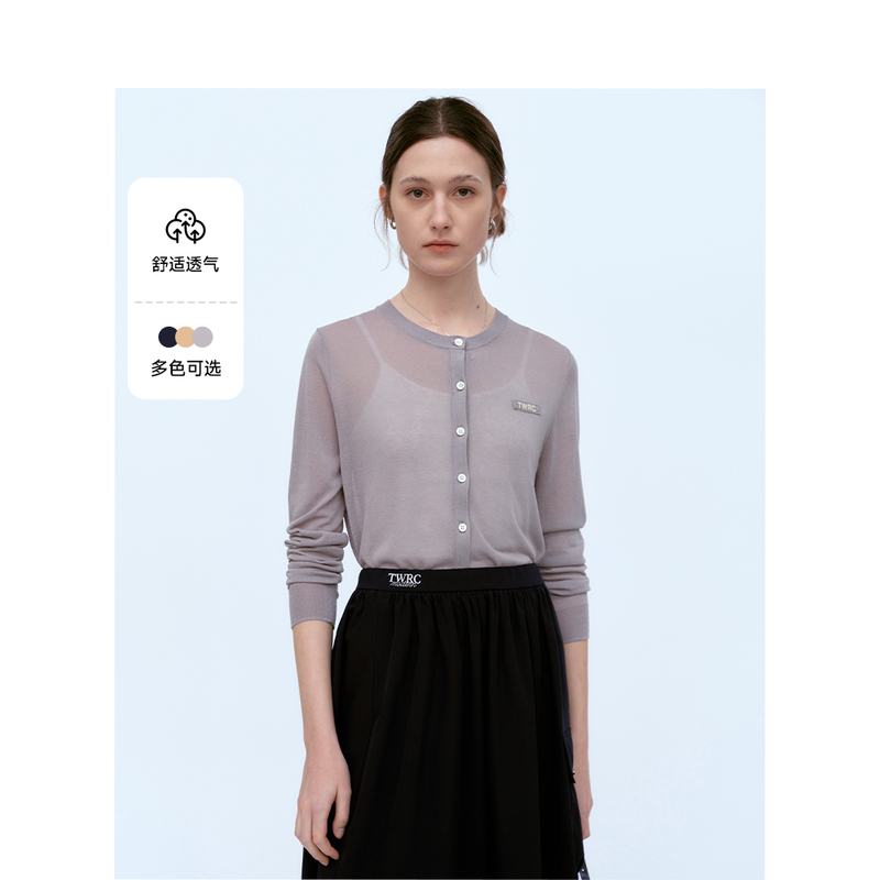 Teenie Weenie小熊字母毛针织开衫女夏季女毛衫TTCK246623H