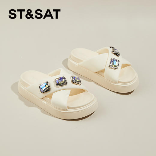 星期六闪耀吸睛钻饰外穿厚底拖鞋SSC2110929 商品图3