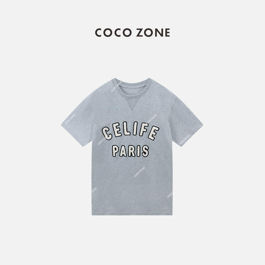 COCO ZONE “ins灰T"夏季字母印花短袖T恤休闲百搭上衣CC2B0973 商品图0