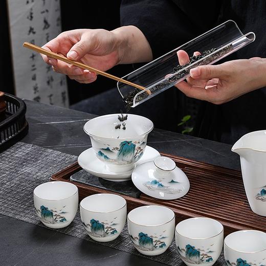 羊脂玉功夫茶具套装家用客厅轻奢中式办公室茶盘高档白瓷盖碗茶杯 商品图0