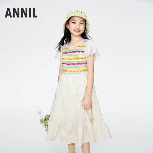 女童假两件短袖连衣裙新款安奈儿童装实体店同款AG423804 商品图1