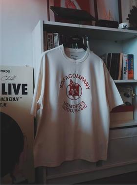 SUPERTOFU（SPTF)/CDT-SS24-T004/复古趣味手绘 弧形图案 索罗娜 短袖T恤